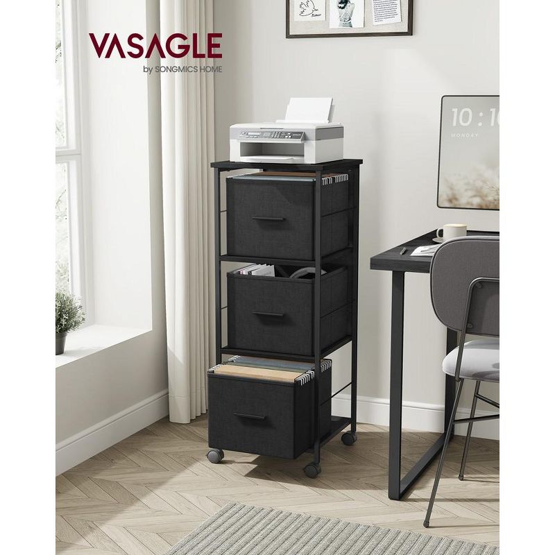 VASAGLE File Cabinet with 3 Drawers, Printer Stand, Cube Storage Shelf, for A4, Letter-Size Files, Hanging File Folders, File Storage Box, 3 of 9