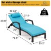 Chaise Lounge Chairs Set of 2 for Outside, Adjustable Position Outdoor PE Rattan Wicker Patio Pool Lounge Chair with Arm, Cushion, Pillow and Wheels - 2 of 4