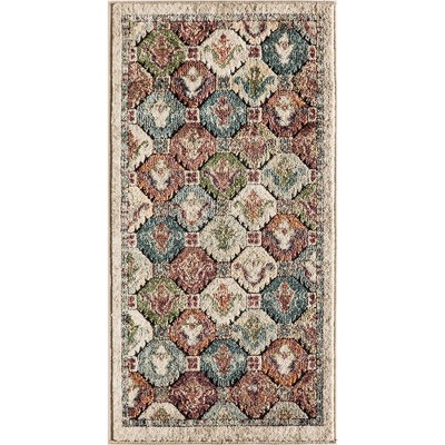 Ivory and Multicolor Synthetic Reversible 6' x 9' Area Rug