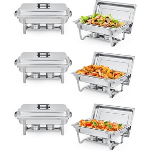 Chafing Dishes Set, 8QT Buffet Servers and Warmers Set with Lid, Rectangular Stainless Steel Food Warmer for Parties Buffet Catering - 1 of 4