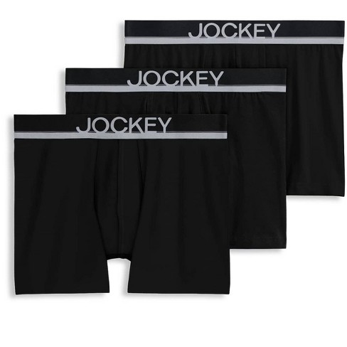 Jockey Men's Casual Cotton Stretch 3 Trunk - 3 Pack XL Black