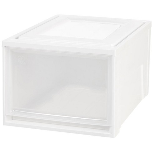 Iris Usa 44qt Plastic Clear Stackable Shallow Storage Drawers