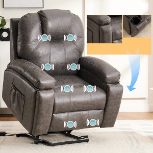 Power Lift Recliner Chair with Massage for Elderly, Overstuffed Wide Recliner with Heavy-Duty Motion Mechanism, Faux Leather, Easy Assembly - 1 of 4