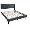TiramisuBest 1pc Queen Bed, Charcoal Burlap, Diamond Headboard, Platform Bed (No Box Spring) - 2 of 4