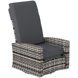 Outdoor Wicker Swivel Recliner Chair, Lifting Footrest, 360 Degree Rotating Basic, Water-resistant Cushions - 1 of 4