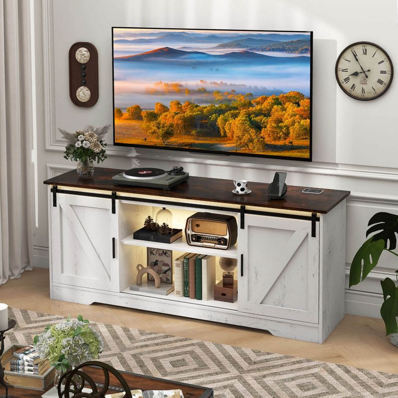 Costway TV Stand for 65” TVs with LED Lights Adjustable Brightness Human Induction, 3 of 11