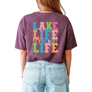 Simply Sage Market Lake Life Distressed Colorful Front and Back Design Short Sleeve Tee - 1 of 4