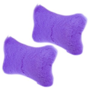 Unique Bargains Faux Fur Head Neck Car Support Pillow Cushion 1 Pair - 1 of 4