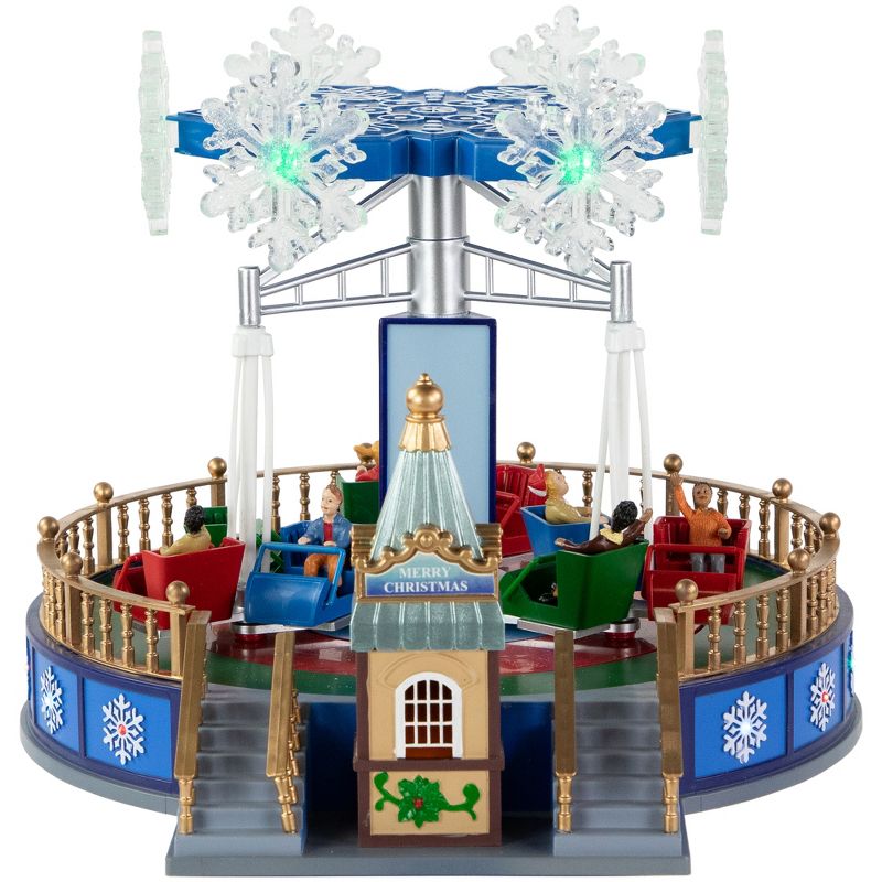 Northlight 12" LED Lighted Animated and Musical Carnival Blizzard Ride Christmas Village Display, 1 of 7