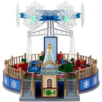Northlight 12" LED Lighted Animated and Musical Carnival Blizzard Ride Christmas Village Display