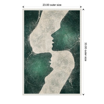 Emerald Love Green and Gray Abstract Canvas Wall Art