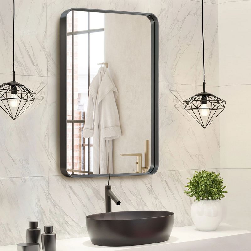 Neutypechic Wall Mounted Mirror Rectangle Metal Framed Bathroom Vanity Mirror, 2 of 9