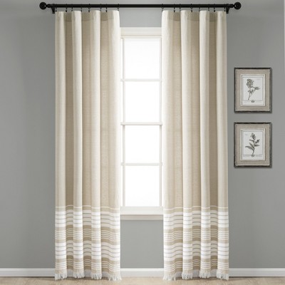 Lush Décor Nantucket Yarn Dyed Cotton Blend Tassel Fringe Window Curtain Panels Taupe 40X95 Set