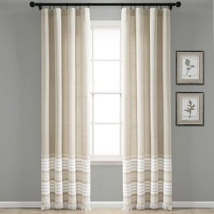 Lush Décor Nantucket Yarn Dyed Cotton Blend Tassel Fringe Window Curtain Panels Taupe 40X95 Set - 1 of 4