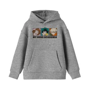 My Hero Academia Main Character Grid Youth Athletic Gray Graphic Hoodie - 1 of 2