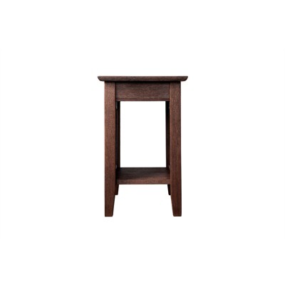 Nantucket Burnt Amber Solid Rubberwood Side Table with Charging Station