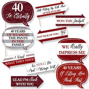 Big Dot of Happiness Funny We Still Do - 40th Wedding Anniversary - Anniversary Party Photo Booth Props Kit - 10 Piece