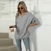 Women's Oversized Notch Lapel Sweatshirt - Long Sleeve Casual Pullover Top (S-2XL) - 2 of 4