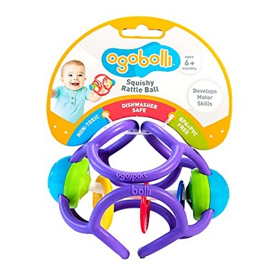 Ages 3 Months and up Stretchy OgoBolli Teething Ring Tactile Sensory Ball Toy for Babies & Kids Soft Non-Toxic Silicone Blue 