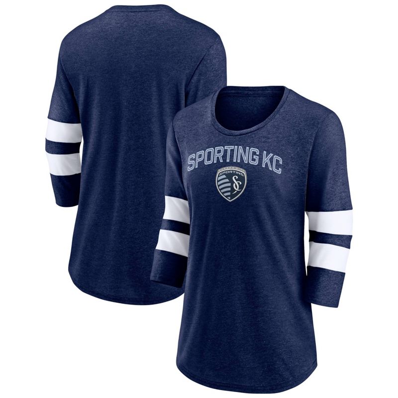 MLS Sporting Kansas City Women&#39;s 3/4 Sleeve Triblend Goal Oriented T-Shirt, 1 of 4