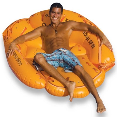 Swimline 90844 Giant Inflatable 62 Inch Long Baseball Glove Swimming Pool Float, Lake Water Raft Lounger w/ Headrest for Adults or Kids, Orange