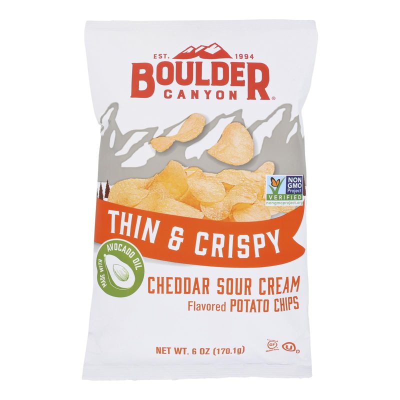 Boulder Canyon Cheddar Sour Cream Avocado Oil Kettle Chips - Case of 12/6 oz, 2 of 7