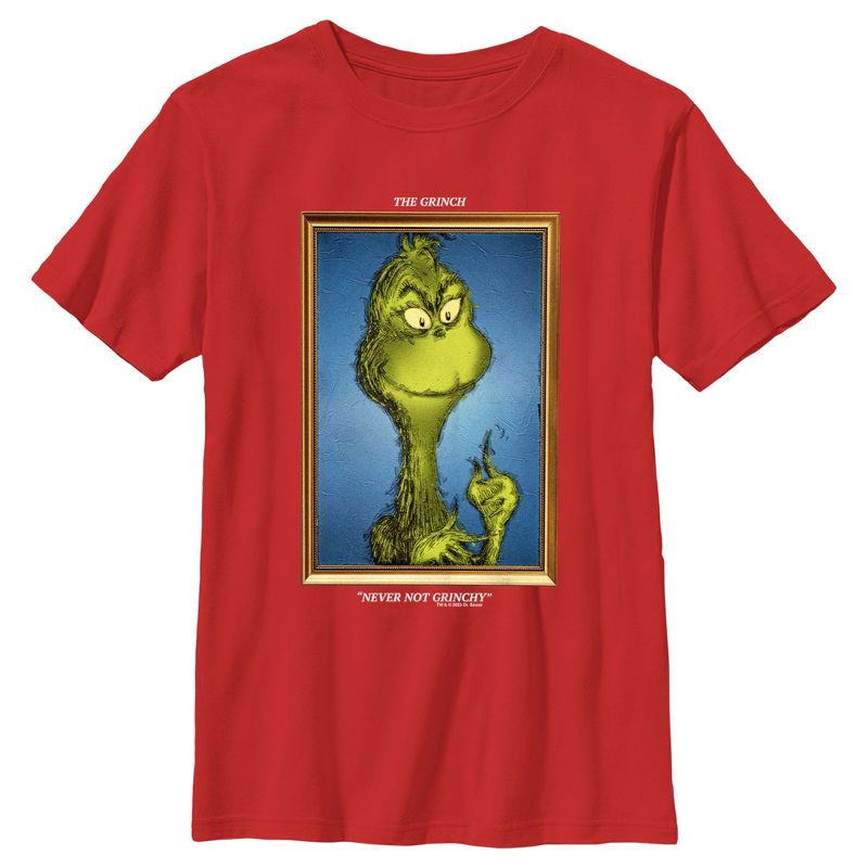 Boy's Dr. Seuss Framed Grinch Painting T-Shirt, 1 of 5