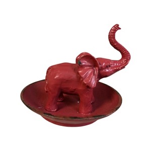 Slickblue Pewter Elephant Ring Dish, Decorative Jewelry Holder, Accent Dish, Antique Red, 4"x3.5" - 1 of 3