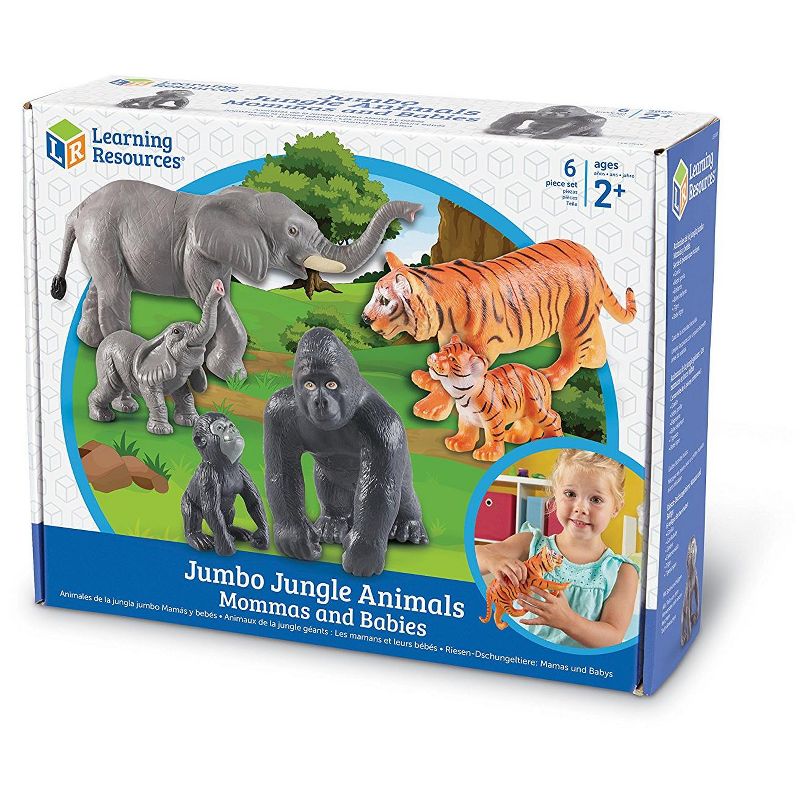Learning Resources Jumbo Jungle Animals: Mommas and Babies, Momma and Baby Elephant, Momma and Baby Gorilla, and Momma and Baby Tiger, 6 Animals, 6 of 8