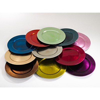 Green 13" Round Solid Color Charger Plates Set of 4