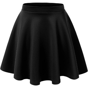 Women's Stretch Flared Skater Skirt - Basic Versatile Mini Style (XS-3XL Plus Size Available) Wb211_black - 1 of 4