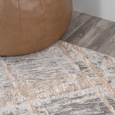 Beige and Gray Abstract Flat Woven Rectangular Area Rug