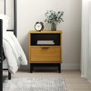 vidaXL Solid Pine Wood Bedside Cabinet - FLAM Range with Metal Handle, Oak Finish, Convenient Drawer and Compartment, Easy to Clean - 2 of 4