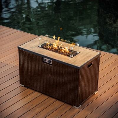 Nestl 43" Fire Pit Table with Glass Shield