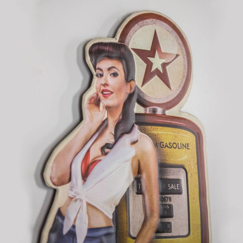 19.5&#34; x 12&#34; Gas n Go Pinup Embossed Metal Sign Yellow - American Art Decor, 4 of 6