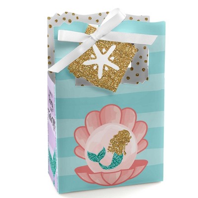 Big Dot of Happiness Let's Be Mermaids - Baby Shower or Birthday Party Favor Boxes - Set of 12