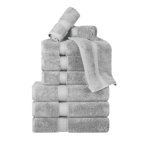 Premium Cotton 800 GSM Heavyweight Plush Luxury 9 Piece Bathroom Towel Set,  Stone Grey - Blue Nile Mills