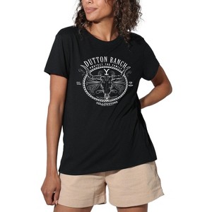Women's Yellowstone One Color Protect The Family White Loose T-Shirt Black - 1 of 4