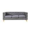 ChicFurnit Sofa Modern Velvet Button Tufted Square Arm 2 Seat / 3 Seat Sofa Comfortable and Stylish Seating Couches for Living Room, Gray/Beige/Beige - 4 of 4