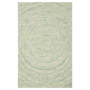 Ivory/Blue Abstract Tufted Area Rug - (6