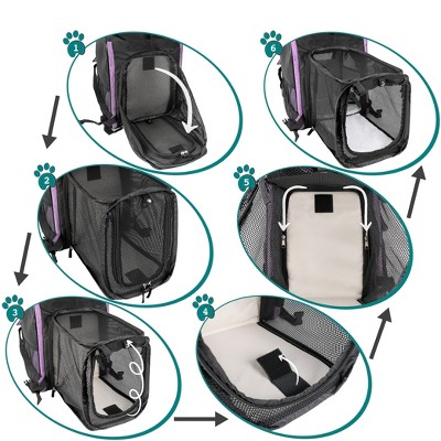 Heather Purple Expandable Airline Approved Pet Backpack Carrier