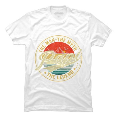 Men's Design By Humans Vintage Sunset Papi, The Man, Myth, Legend By COVI T-Shirt