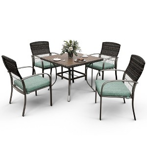 Pamapic 5-Piece PE Wicker Outdoor Dining Set with Cushions - 1 of 4