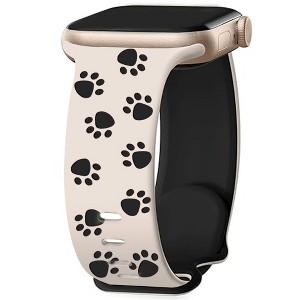 HTUTWOO Engraved Cat Paw Apple Watch Band, Sport Silicone Strap 38/40/41/42/44/45/49mm for iWatch Series 10 9 8 7 6 5 4 3 2 SE Ultra - 1 of 4