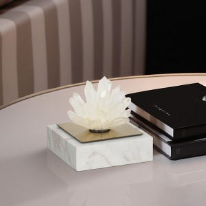 Glass Crystal Decorative Object with White Marble Base - 4" Modern Glam Accent for Home, Office, Bedroom, or Living Room - 1 of 4