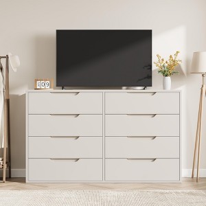 7/8 Dresser for Bedroom, 55" Wide Dresser, Freestanding Horizontal Drawer with Storage, Wooden Closet Chest Storage for Living Room, Hallway, Entryway - 1 of 4
