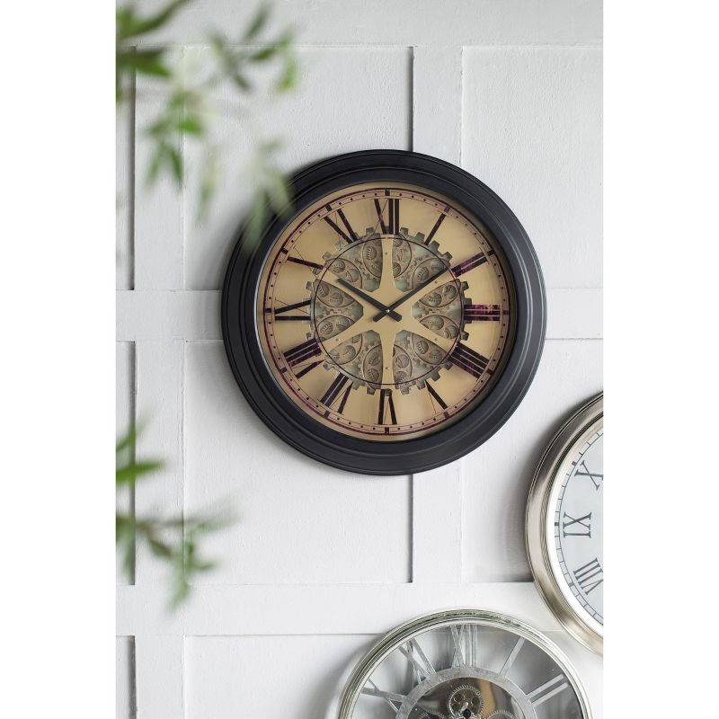26&#34; Classic Round Gears Wall Clock Black - A&#38;B Home, 3 of 6