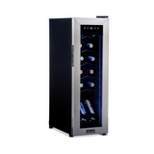 Newair 12 Bottle Wine Cooler Refrigerator, Freestanding Wine Fridge with Stainless Steel & Double-Layer Tempered Glass Door, Quiet Compressor Cooling