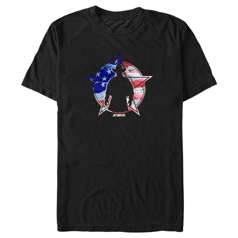 Men's Professional Bull Riders American Flag Cowboy Silhouette T-Shirt, 1 of 6