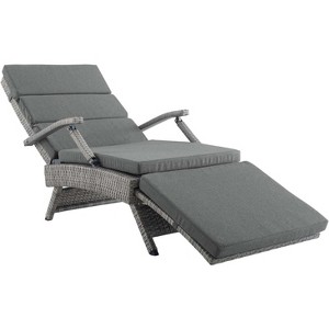 Modway Envisage Chaise Outdoor Patio Wicker Rattan Lounge Chair Light Gray Charcoal - 1 of 4